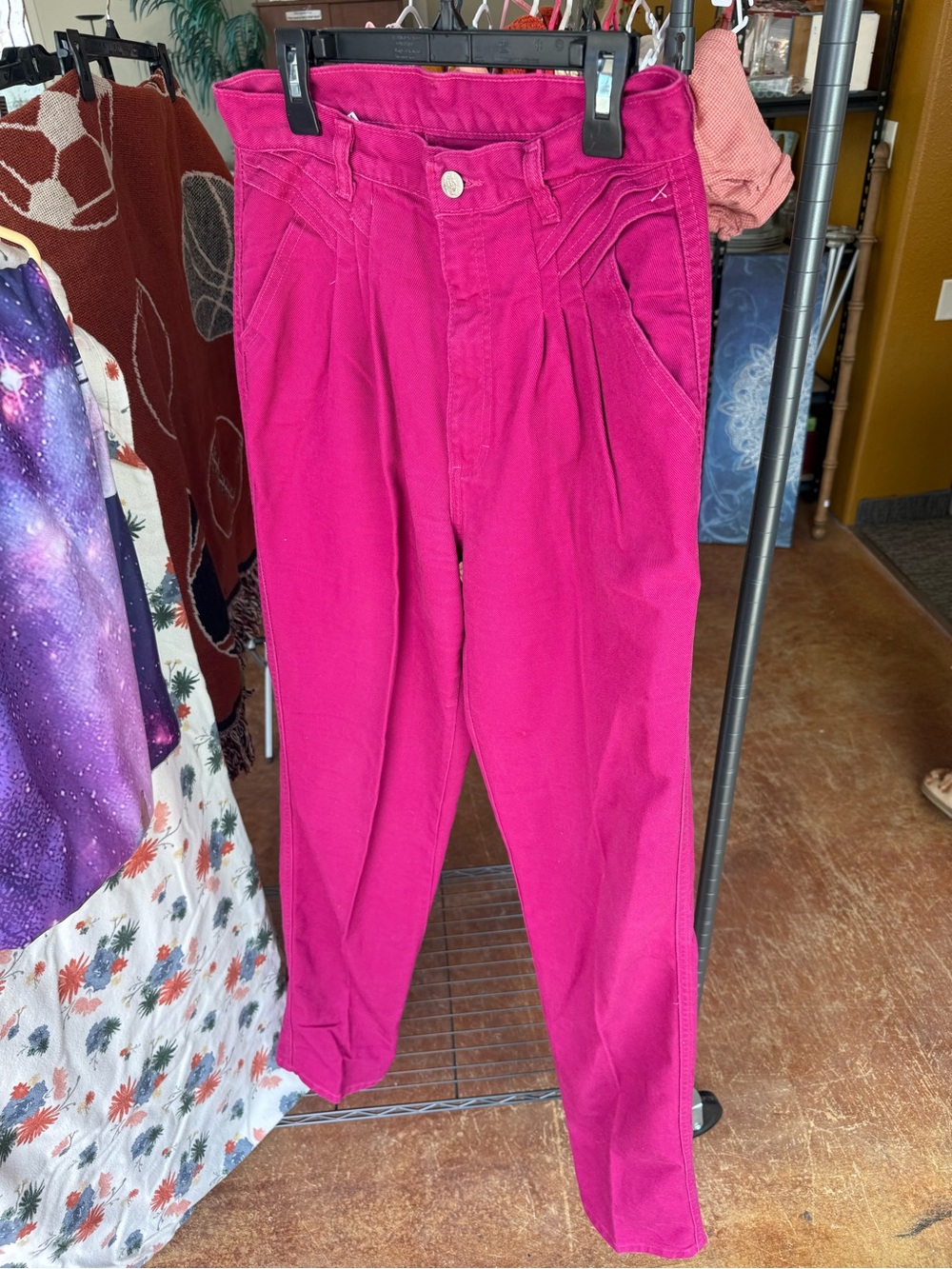 Roper High Rise Jeans in Bright Fuchsia Pink